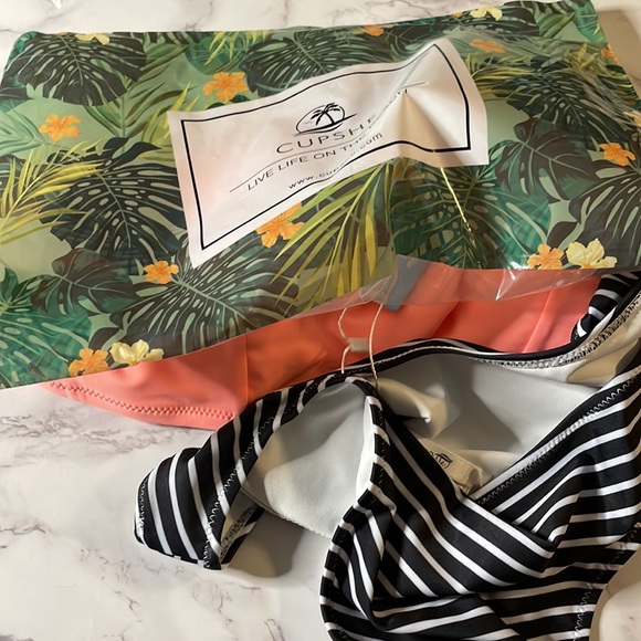 NWT CUPSHE Pink w/stripe bikini set - Picture 7 of 11